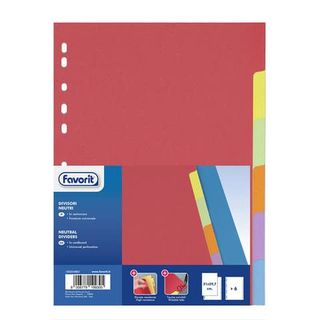 Separatore - 6 tacche - cartoncino colorato 240 gr - 21x29,7 cm - multicolore -…