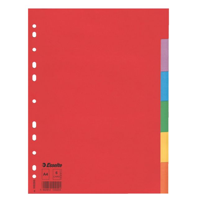 Separatore Economy - 6 tasti - cartoncino colorato 160 gr - A4 - multicolore - …
