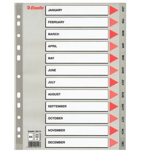 Separatore mensile Gen/Dic - PP - A4 - grigio - Esselte