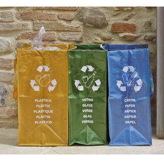 Set Ricicla Bag - 3 contenitori - misure assortite - verde/ocra/blu - Perfetto