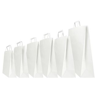 Shopper - maniglia piattina - 26 x 11 x 35 cm - carta kraft - bianco - Mainetti…
