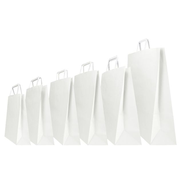 Shopper - maniglia piattina - 45 x 15 x 50 cm - carta kraft - bianco - Mainetti…
