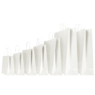 Shopper - maniglie cordino - 36 x 12 x 41 cm - carta kraft - bianco - Mainetti …