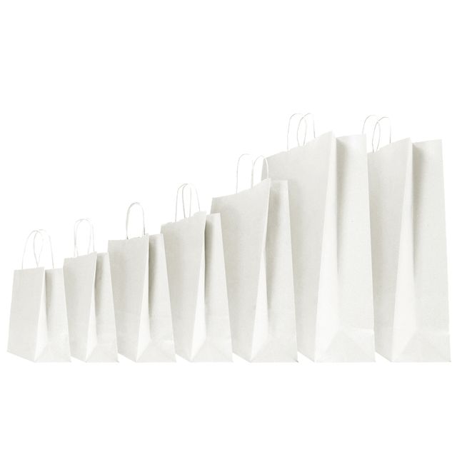 Shopper - maniglie cordino - 54 x 14 x 45 cm - carta kraft - bianco - Mainetti …