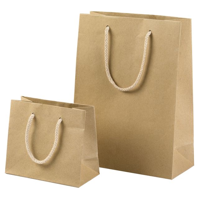 Shopper - maniglie cordino cotone - 10 x 12 + 6,5 cm - 160 gr - carta kraft - a…