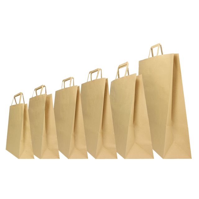 Shopper - maniglie piattina - 22 x 10 x 29 cm - carta kraft - avana - Mainetti …