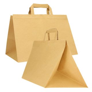 Shopper Flat XLarge - maniglie piattina - 32 x 22 x 24 cm - carta kraft - avana…