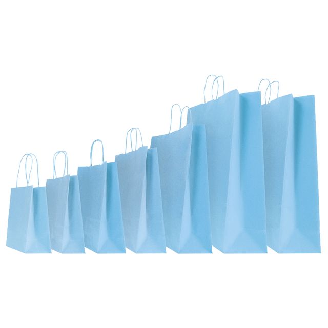 Shopper Twisted - maniglie cordino - 14 x 9 x 21 cm - carta kraft - azzurro - M…