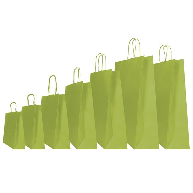 Shopper Twisted - maniglie cordino - 14 x 9 x 20 cm - carta kraft - verde fagio…