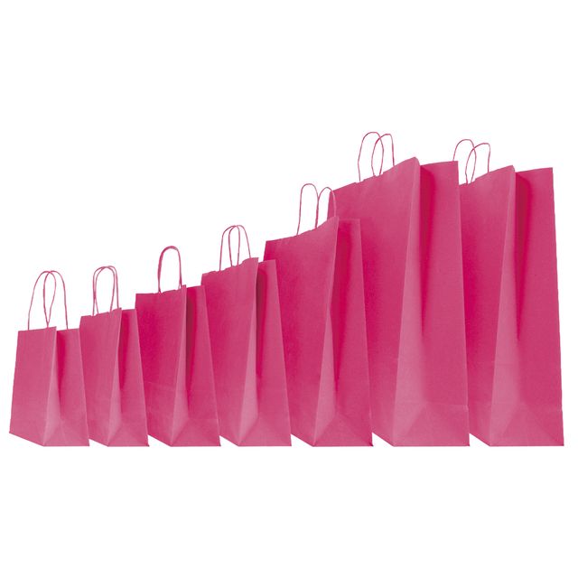 Shopper Twisted - maniglie cordino - 18 x 8 x 24 cm - carta kraft - magenta - M…