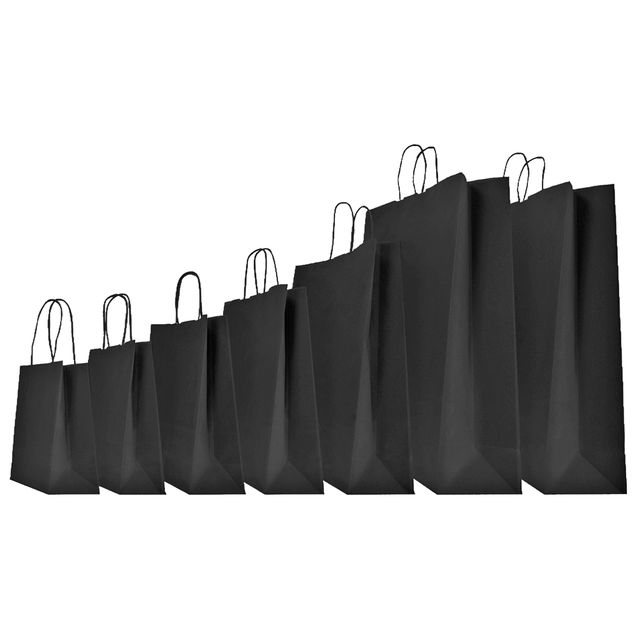 Shopper Twisted - maniglie cordino - 18 x 8 x 24 cm - carta kraft - nero - Main…