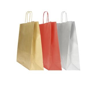 Shopper Twisted - maniglie cordino - 22 x 10 x 29 cm - carta kraft - mix Natale…