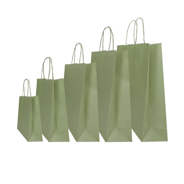 Shopper Twisted - maniglie cordino - 22 x 10 x 29 cm - carta kraft - salvia - M…