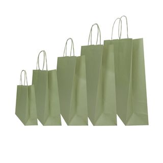 Shopper Twisted - maniglie cordino - 26 x 11 x 35 cm - carta kraft - salvia - M…
