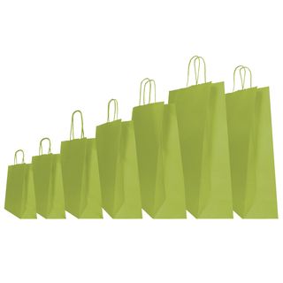 Shopper Twisted - maniglie cordino - 26 x 11 x 35 cm - carta kraft - verde fagi…
