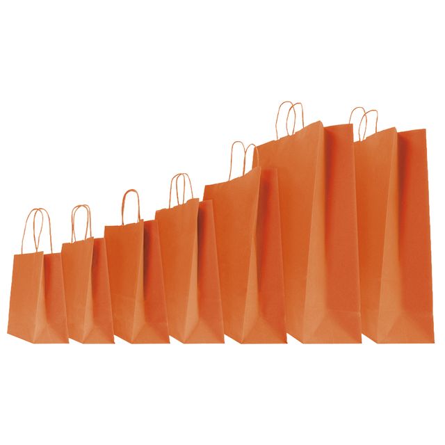 Shopper Twisted - maniglie cordino - 45 x 15 x 50 cm - carta kraft - arancio - …