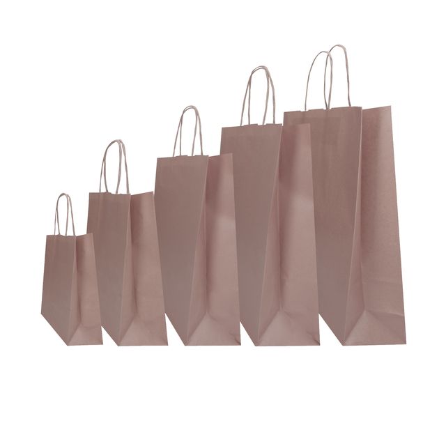 Shopper Twisted - maniglie cordino - 45 x 15 x 50 cm - carta kraft - rosa antic…