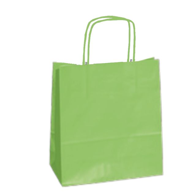 Shopper Twisted - maniglie cordino - 45 x 15 x 50 cm - carta kraft - verde mela…