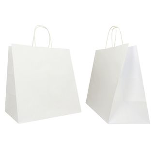 Shopper Twisted Large - maniglie cordino - 28 x 17 x 29 cm - carta kraft - bian…