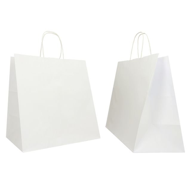 Shopper Twisted Large - maniglie cordino - 28 x 17 x 29 cm - carta kraft - bian…