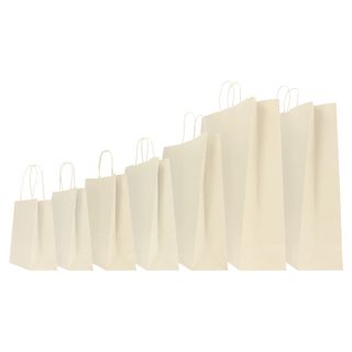 Shopper in carta - maniglie cordino - 18 x 8 x 24cm - avorio - conf. 25 sacchet…
