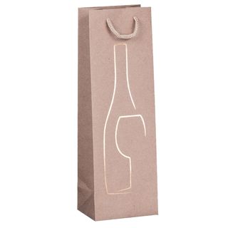 Shopper portabottiglie - con manici in corda - 12 x 37 x 9 cm - avana - Rex Sad…