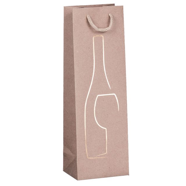 Shopper portabottiglie - con manici in corda - 12 x 37 x 9 cm - avana - Rex Sad…