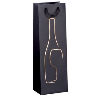 Shopper portabottiglie - con manici in corda - 12 x 37 x 9 cm - nero - Rex Sado…