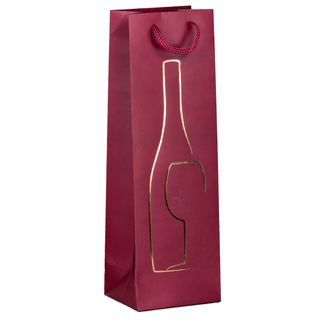 Shopper portabottiglie - con manici in corda - 12 x 37 x 9 cm - rosso - Rex Sad…