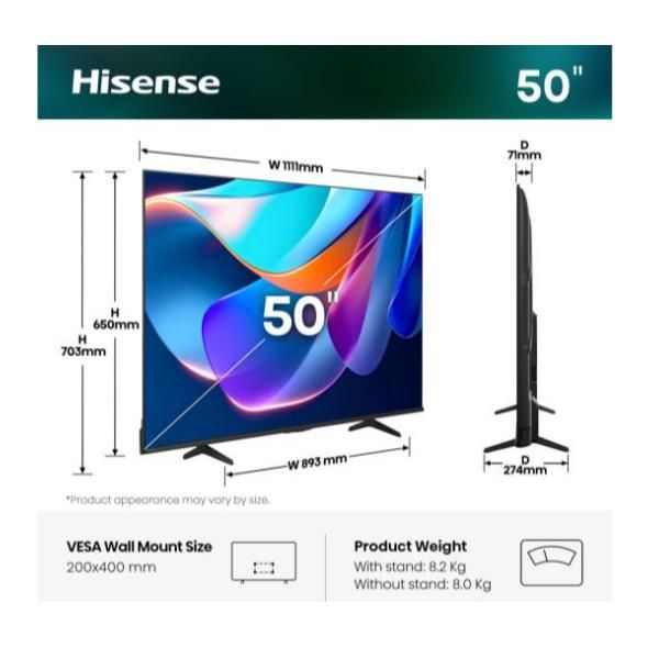 Smart TV LED 4K 50" Hisense 50A69S