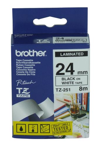 Brother TZe-251 - Adesivo standard - nero su bianco - Rotolo (2,4 cm x 8 m) 1 c…