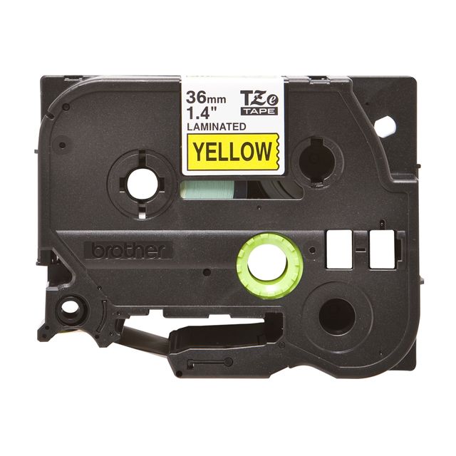 Brother nastro Laminato da 36mm Nero/Giallo (8m) adatto a etichettatura di cavi