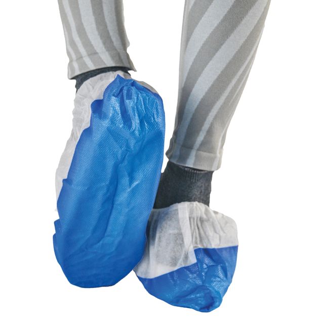 Sovrascarpe monouso Dual Barrier - antiscivolo - taglia unica - PLP - bianco/bl…