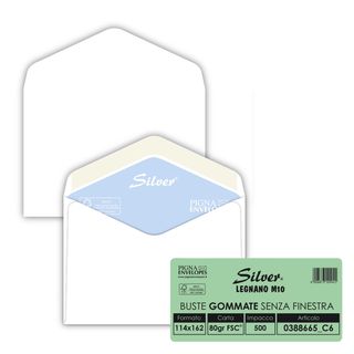 Busta Busta Silver FSC - senza finestra - gommata - 11,4 x 16,2 cm - 80 gr - bi…
