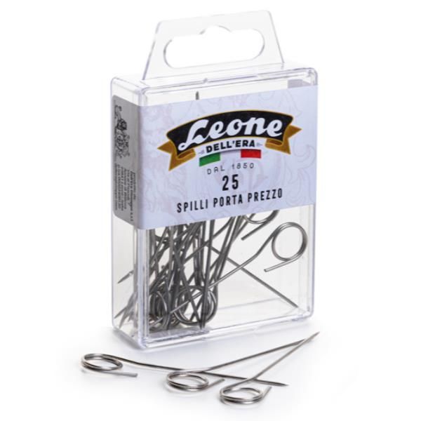 Spilli portaprezzi - inox - Leone - conf. 25 pezzi
