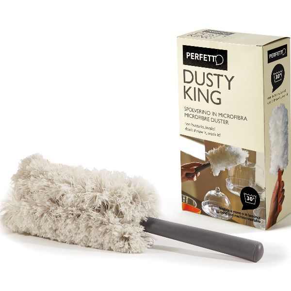 Spolverino Dusty King - microfibra - 3 ricambi inclusi - bianco/nero - Perfetto