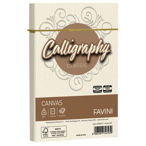 Busta Calligraphy Canvas - 120 x 180 mm - 100 gr - avorio 02 - Favini - conf. 2…