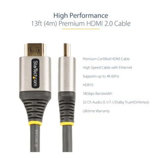 StarTech.com 13ft (4m) Premium Certified HDMI 2.0 Cable - High-Speed Ultra HD 4…