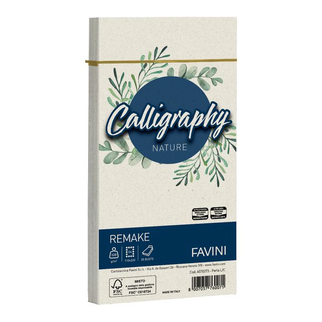 Busta Calligraphy Remake - 110 x 220 mm - 120 gr - perla - Favini - conf. 25 pe…