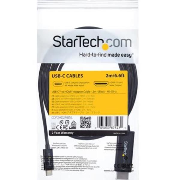 StarTech.com 6ft (2m) USB C to HDMI Cable, 4K 60Hz USB Type C to HDMI 2.0 Video…