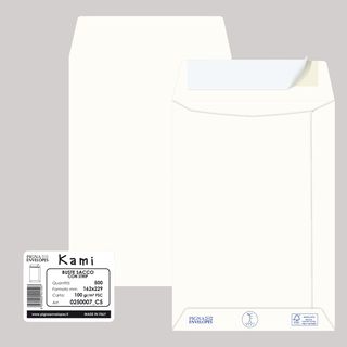 Busta a sacco Kami Strip - 16,2 x 22,9 cm - 100 gr - carta riciclata FSC - bian…