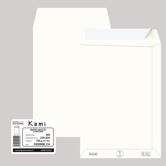 Busta a sacco Kami Strip - 22,9 x 32,4 cm cm - 100 gr - carta riciclata FSC - b…