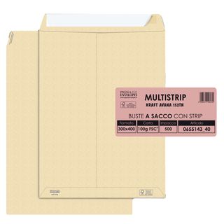 Busta a sacco Multi Strip - strip adesivo - 30 x 40 cm - 100 gr - carta ricicla…