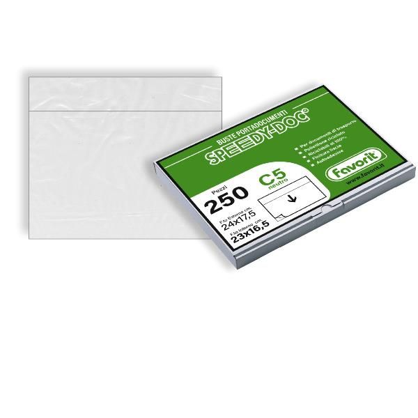 Busta adesiva Speedy Doc - senza stampa - C5 - 23 x 16,5 cm - LDPE - trasparent…