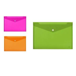 Busta con bottone - 33,5 x 23.5 cm - PP - colori assortiti fluo - Lebez - conf.…