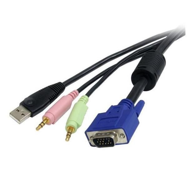 StarTech.com Cavo switch KVM VGA USB 4 in 1 da 1,8 m con audio e microfono (USB…