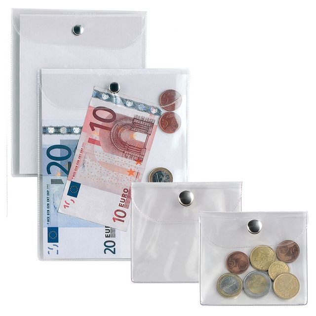Busta con bottone Press 4E - PVC - 12 x 15,5 cm - trasparente - Sei Rota