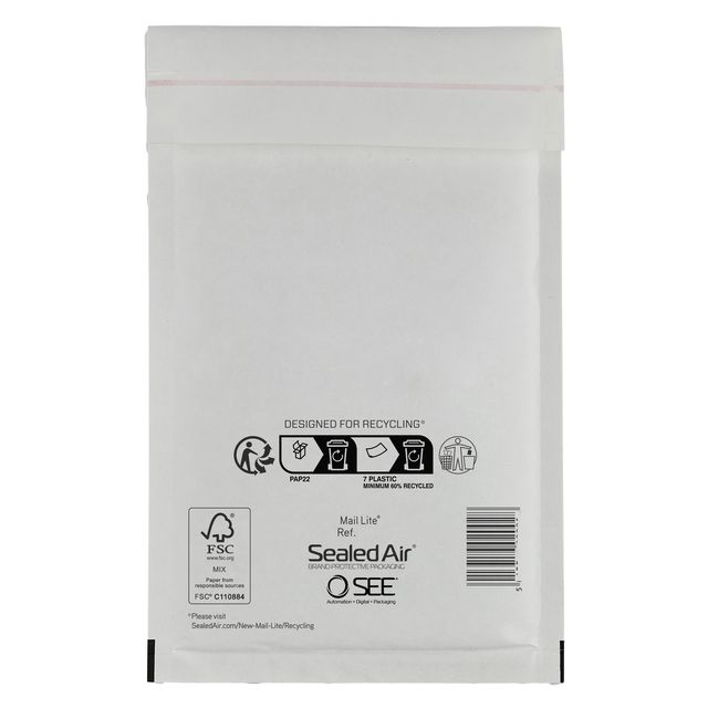 Busta imbottita Mail Lite - F (22 x 33 cm) - bianco - Sealed Air - conf. 10 pez…