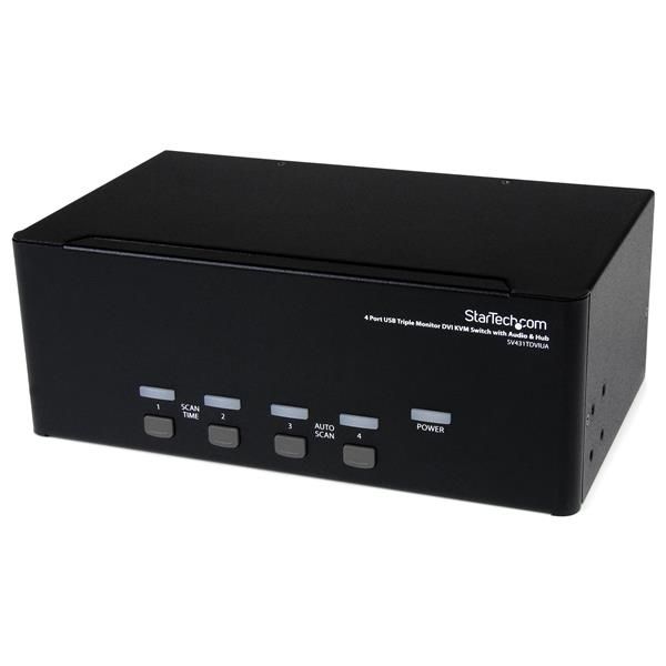 StarTech.com Switch KVM DVI USB per monitor triplo a 4 porte con audio e hub US…