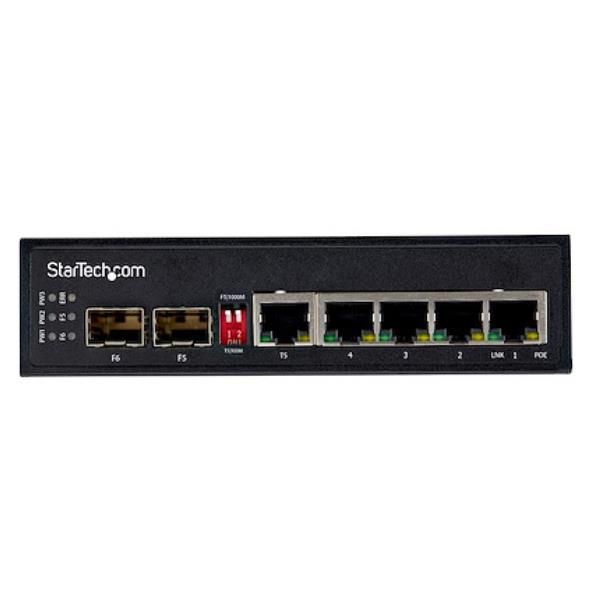 StarTech.com Switch di rete LAN a 6 porte - 4 porte PoE RJ45 + 2 slot SFP - PoE…